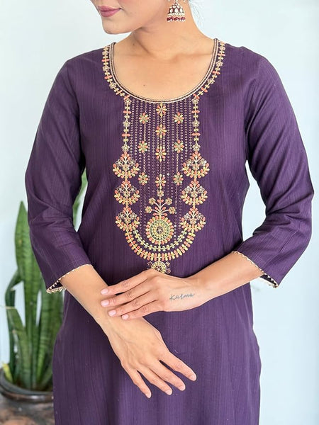 Women's Silk Solid Regular Kurta Set