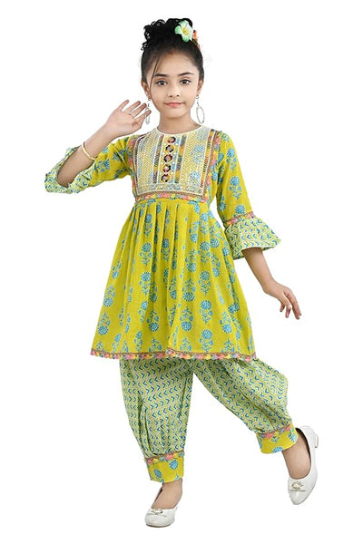 Girls Ethnic Wear Kurti and Dhoti Pant Set