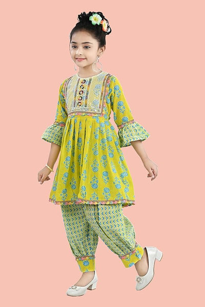 Girls Ethnic Wear Kurti and Dhoti Pant Set