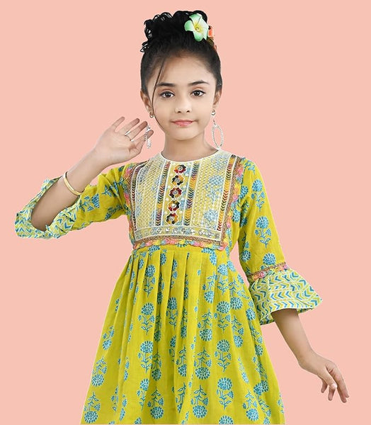 Girls Ethnic Wear Kurti and Dhoti Pant Set