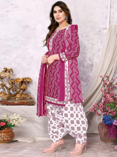 Women's Poly Cotton Printed Unstitched Salwar Suit Material With Poly Cotton Dupatta