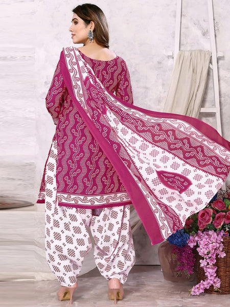 Women's Poly Cotton Printed Unstitched Salwar Suit Material With Poly Cotton Dupatta