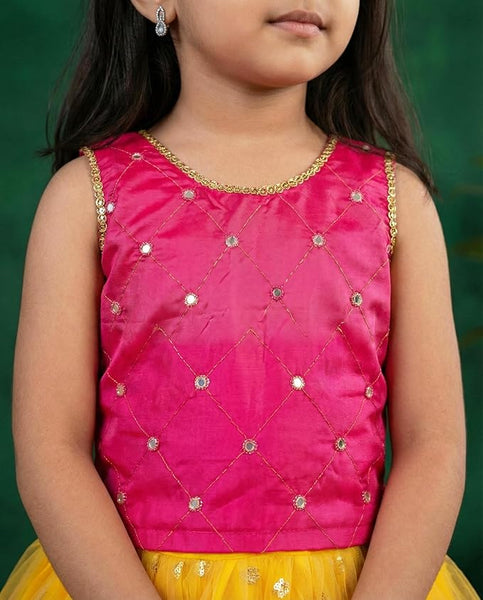 Baby Girls Lehenga Choli Set Fleared Pattern Dress Sleevless Readymade Ethnic Traditional Full Length Indian Girl Lehnga Choli Set