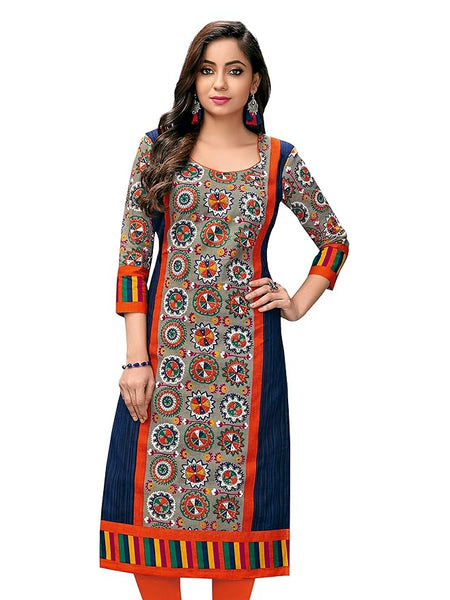 Women's Cotton Printed Straight Stitched Kurta | Jaipuri Kurtis for Women